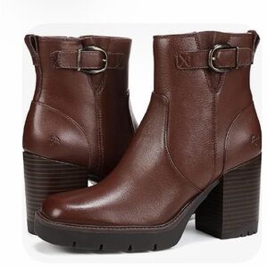 Women’s Naturalizer Waterproof Brown Leather Ankle Booties with Block Heel -Sz 9